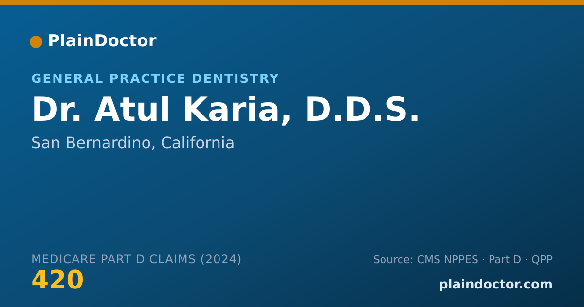 Shareable card for Atul Karia, D.D.S. - General Practice Dentistry, San Bernardino, CA