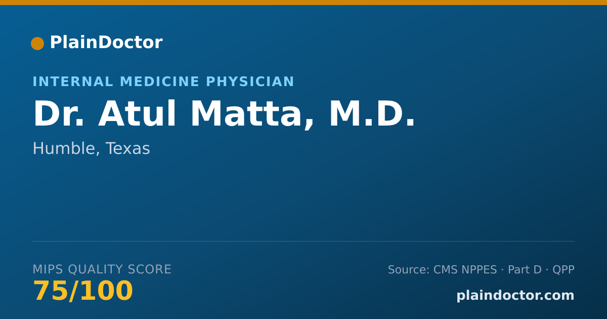 Shareable card for Atul Matta, M.D. - Internal Medicine Physician, Humble, TX
