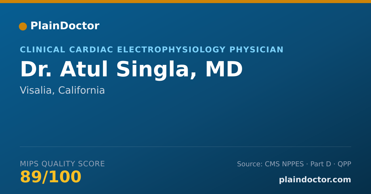 Shareable card for Atul Singla, MD - Clinical Cardiac Electrophysiology Physician, Visalia, CA