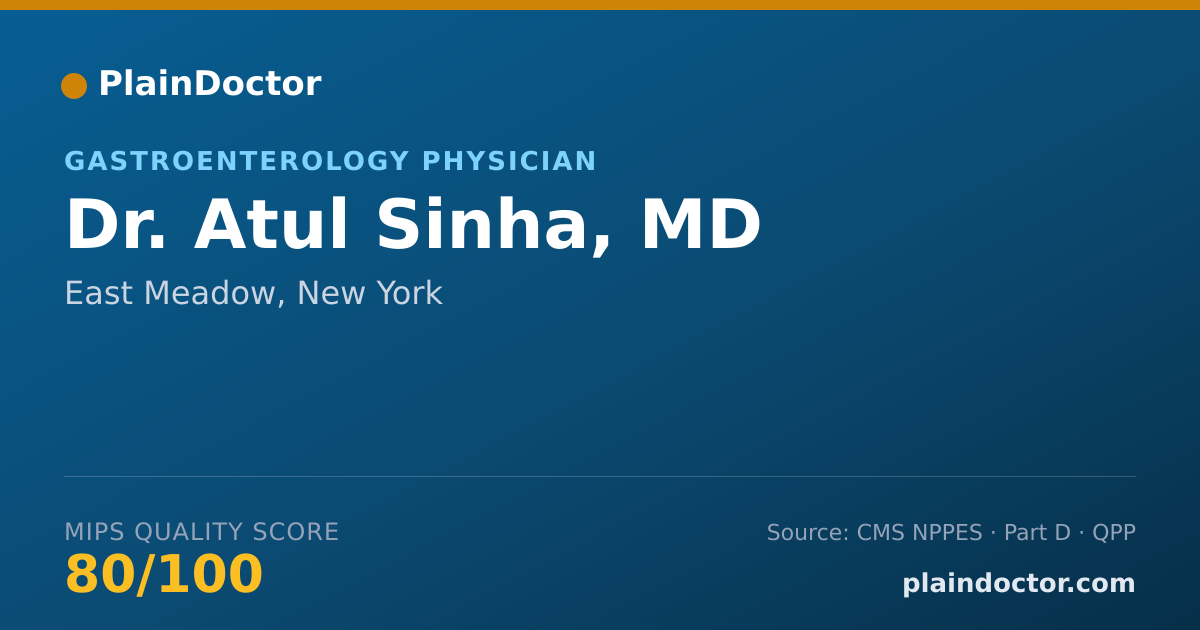 Shareable card for Atul Sinha, MD - Gastroenterology Physician, East Meadow, NY