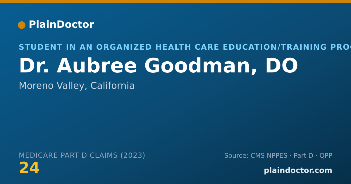 Shareable card for Aubree Goodman, DO - Student in an Organized Health Care Education/Training Program, Moreno Valley, CA