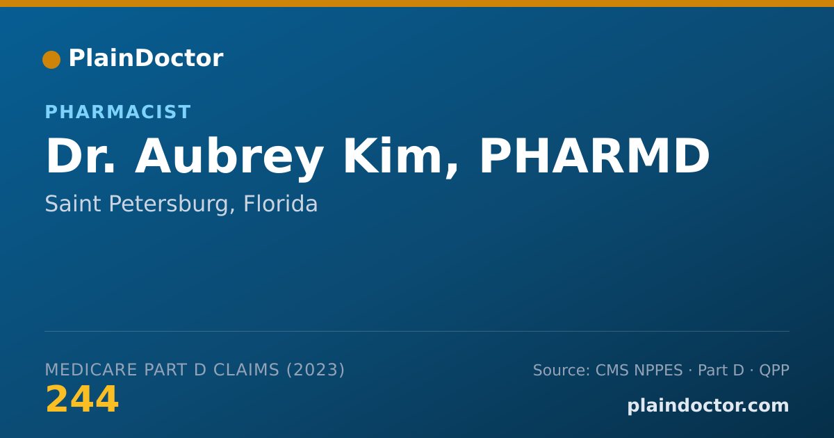 Shareable card for Aubrey Kim, PHARMD - Pharmacist, Saint Petersburg, FL