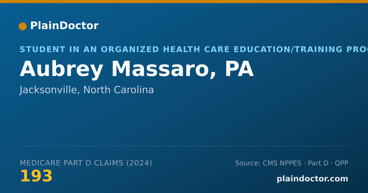 Shareable card for Aubrey Massaro, PA - Student in an Organized Health Care Education/Training Program, Jacksonville, NC