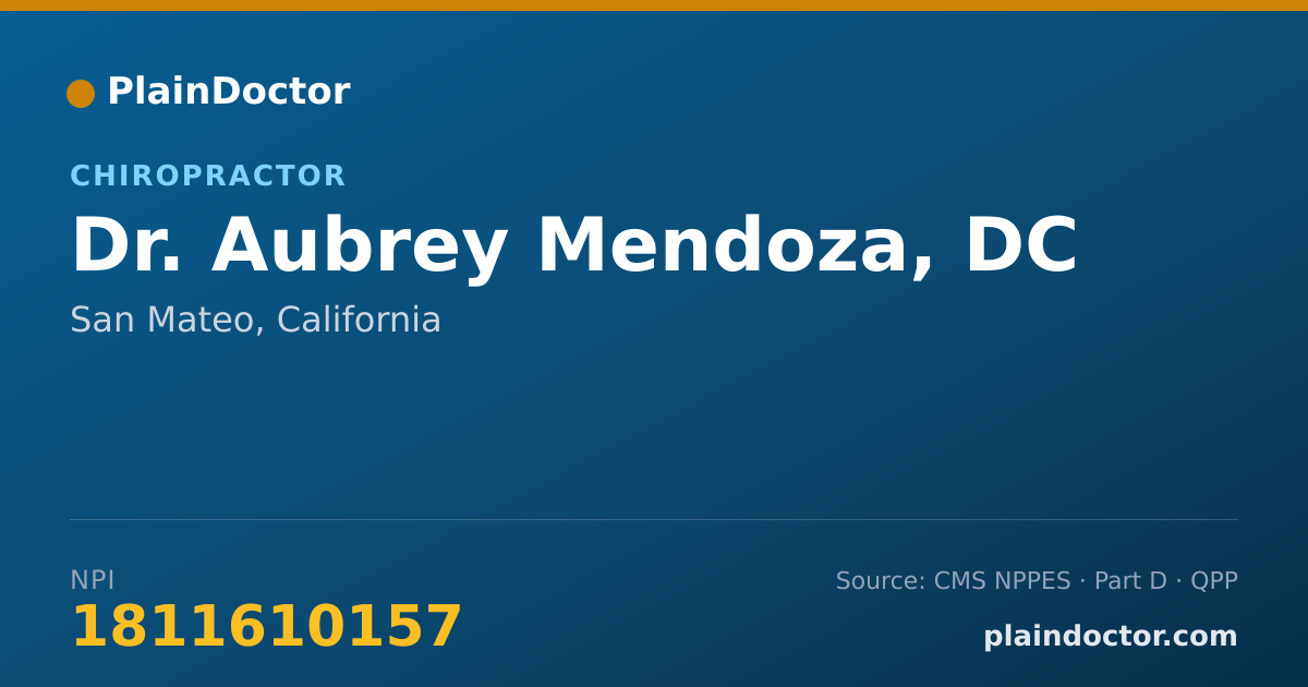 Shareable card for Aubrey Mendoza, DC - Chiropractor, San Mateo, CA