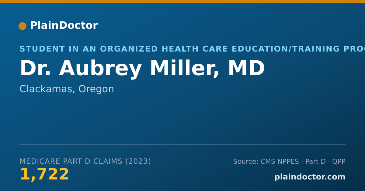 Shareable card for Aubrey Miller, MD - Student in an Organized Health Care Education/Training Program, Clackamas, OR