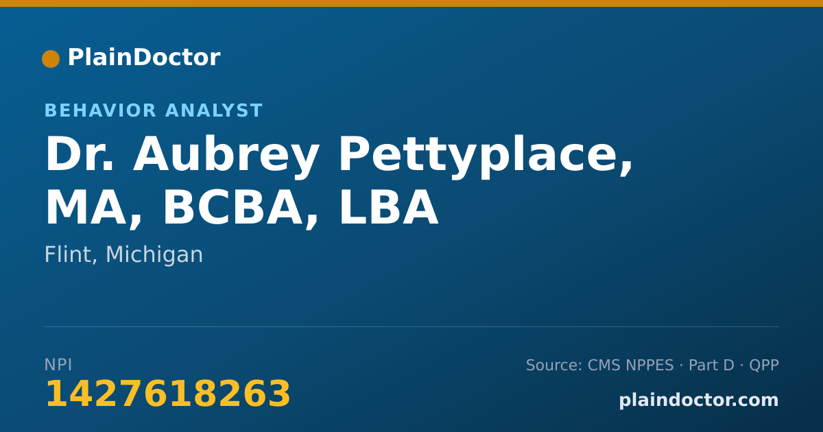 Shareable card for Aubrey Pettyplace, MA, BCBA, LBA - Behavior Analyst, Flint, MI
