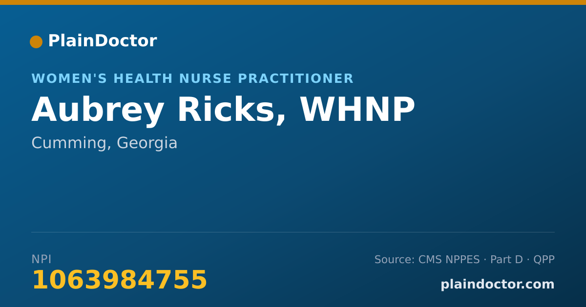 Shareable card for Aubrey Ricks, WHNP - Women's Health Nurse Practitioner, Cumming, GA