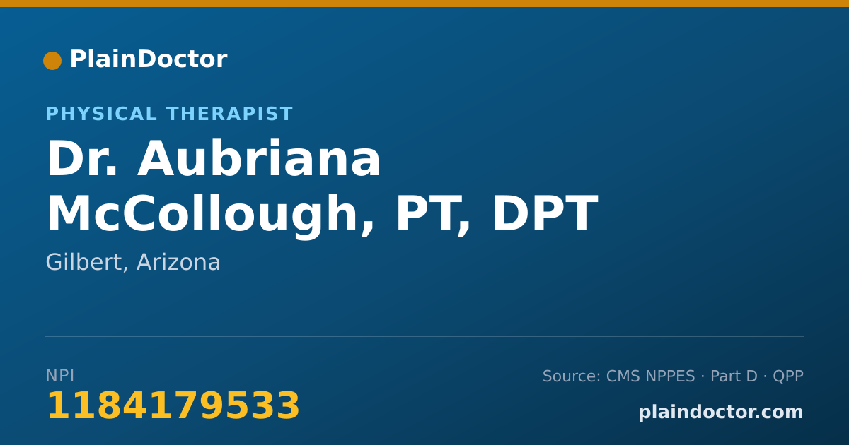 Shareable card for Aubriana McCollough, PT, DPT - Physical Therapist, Gilbert, AZ