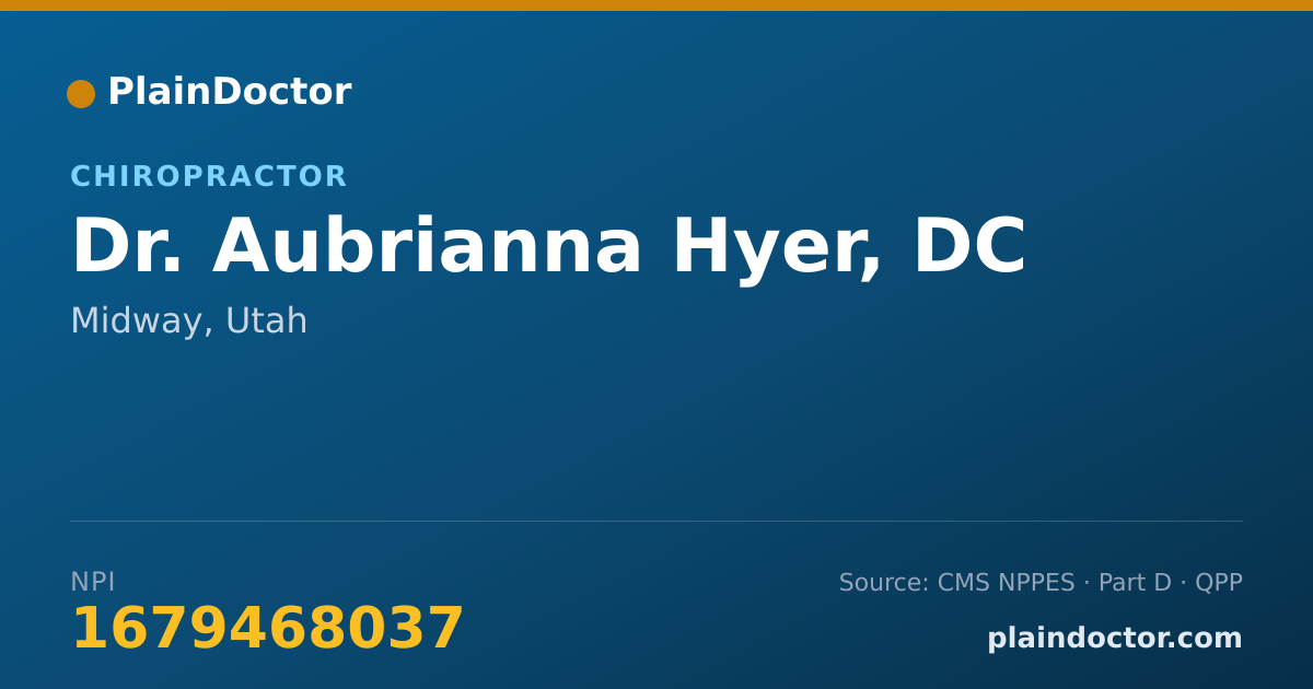 Shareable card for Aubrianna Hyer, DC - Chiropractor, Midway, UT