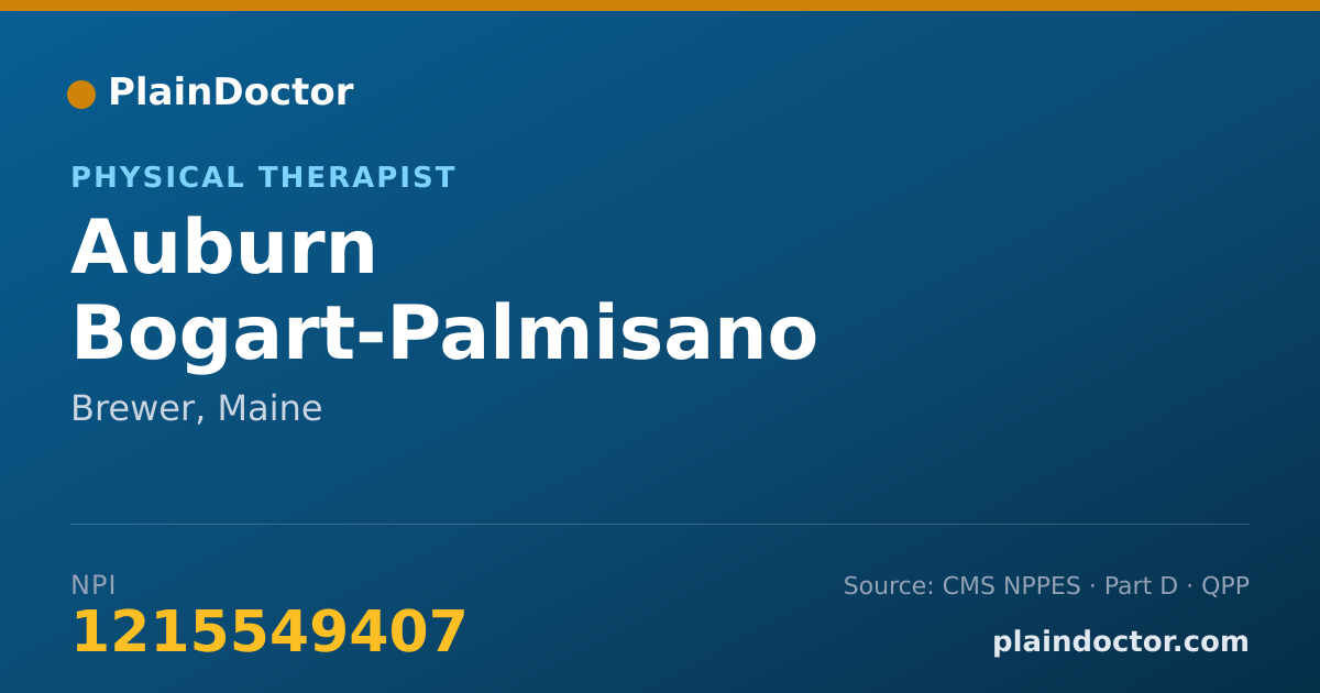 Shareable card for Auburn Bogart-Palmisano - Physical Therapist, Brewer, ME