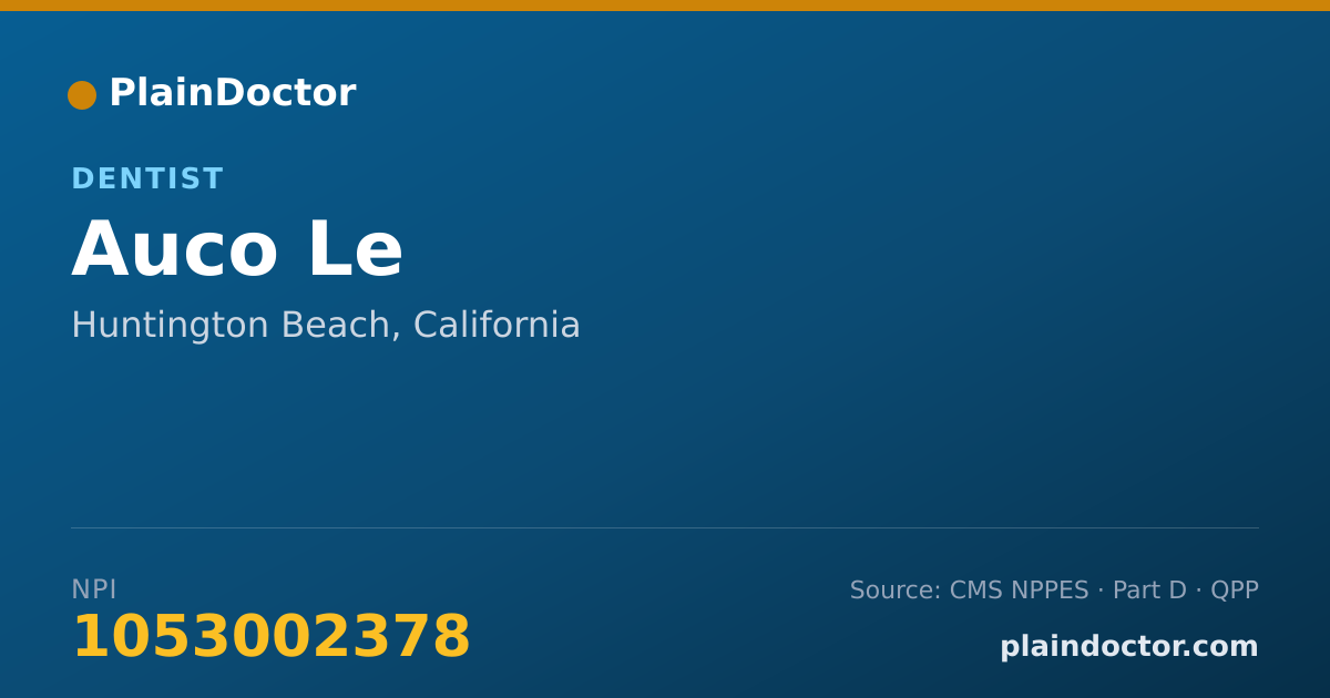 Shareable card for Auco Le - Dentist, Huntington Beach, CA