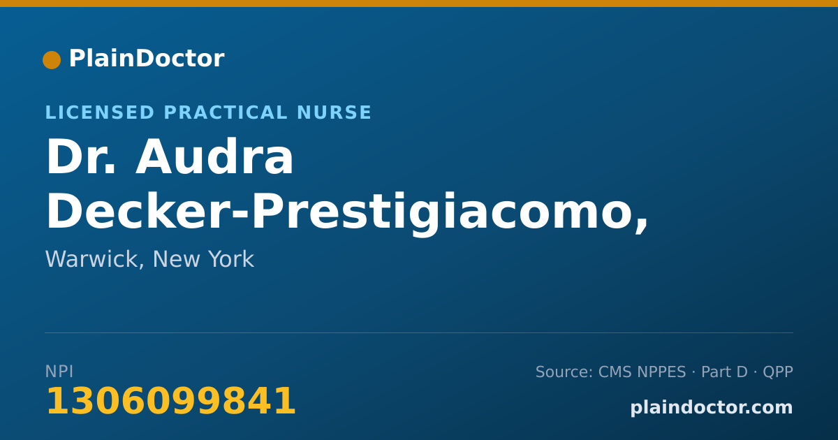 Shareable card for Audra Decker-Prestigiacomo, LPN - Licensed Practical Nurse, Warwick, NY