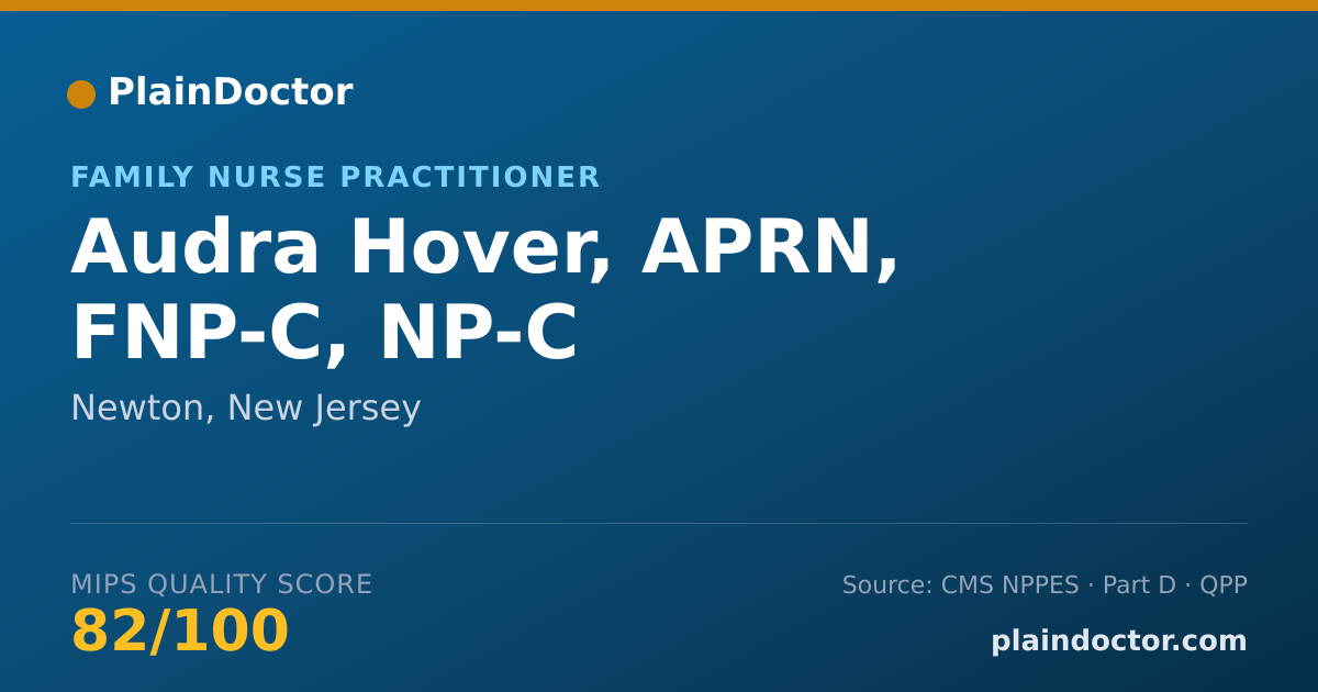 Shareable card for Audra Hover, APRN, FNP-C, NP-C - Family Nurse Practitioner, Newton, NJ
