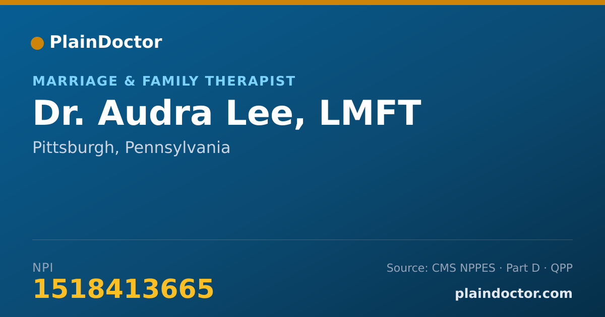 Shareable card for Audra Lee, LMFT - Marriage & Family Therapist, Pittsburgh, PA