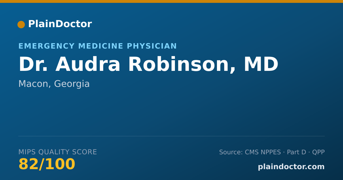 Shareable card for Audra Robinson, MD - Emergency Medicine Physician, Macon, GA
