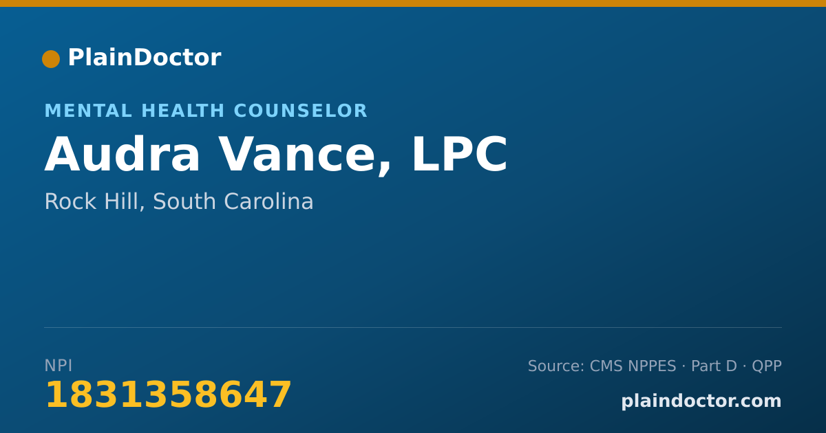 Shareable card for Audra Vance, LPC - Mental Health Counselor, Rock Hill, SC
