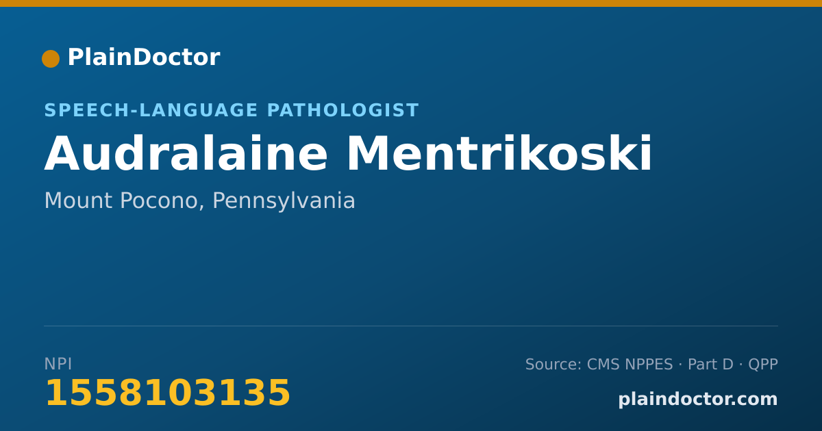 Shareable card for Audralaine Mentrikoski - Speech-Language Pathologist, Mount Pocono, PA