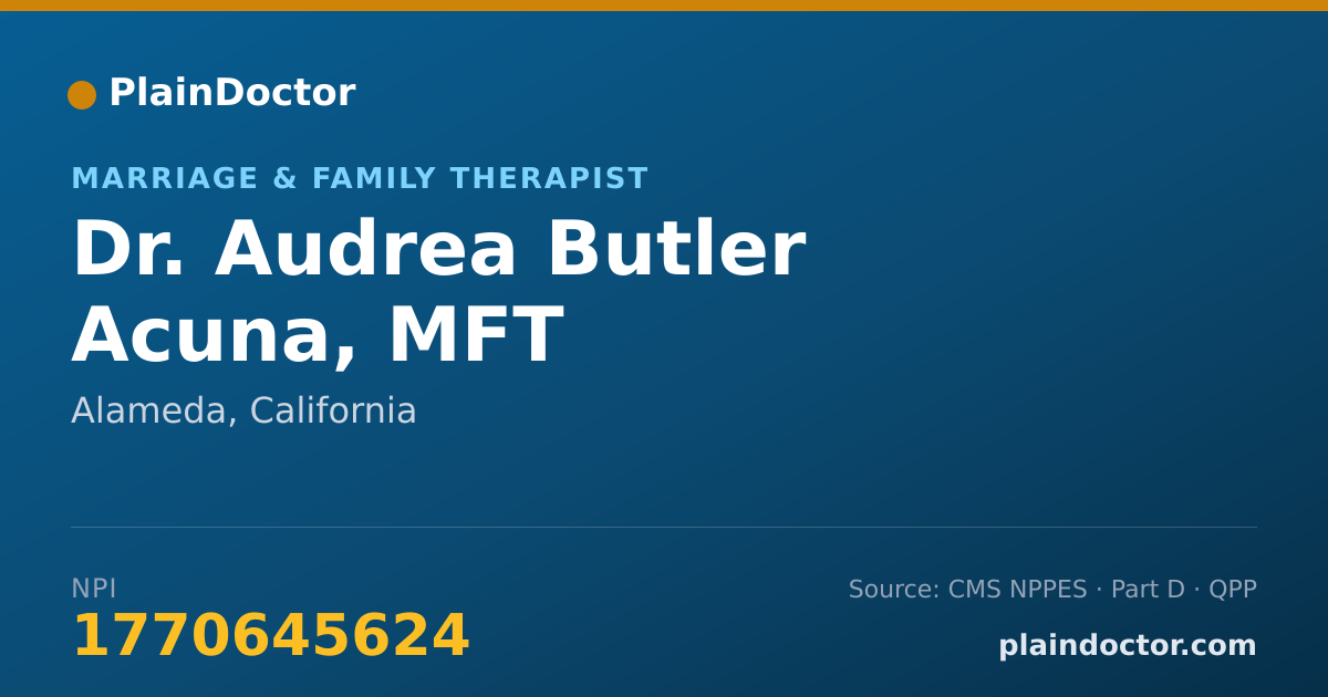 Shareable card for Audrea Butler Acuna, MFT - Marriage & Family Therapist, Alameda, CA
