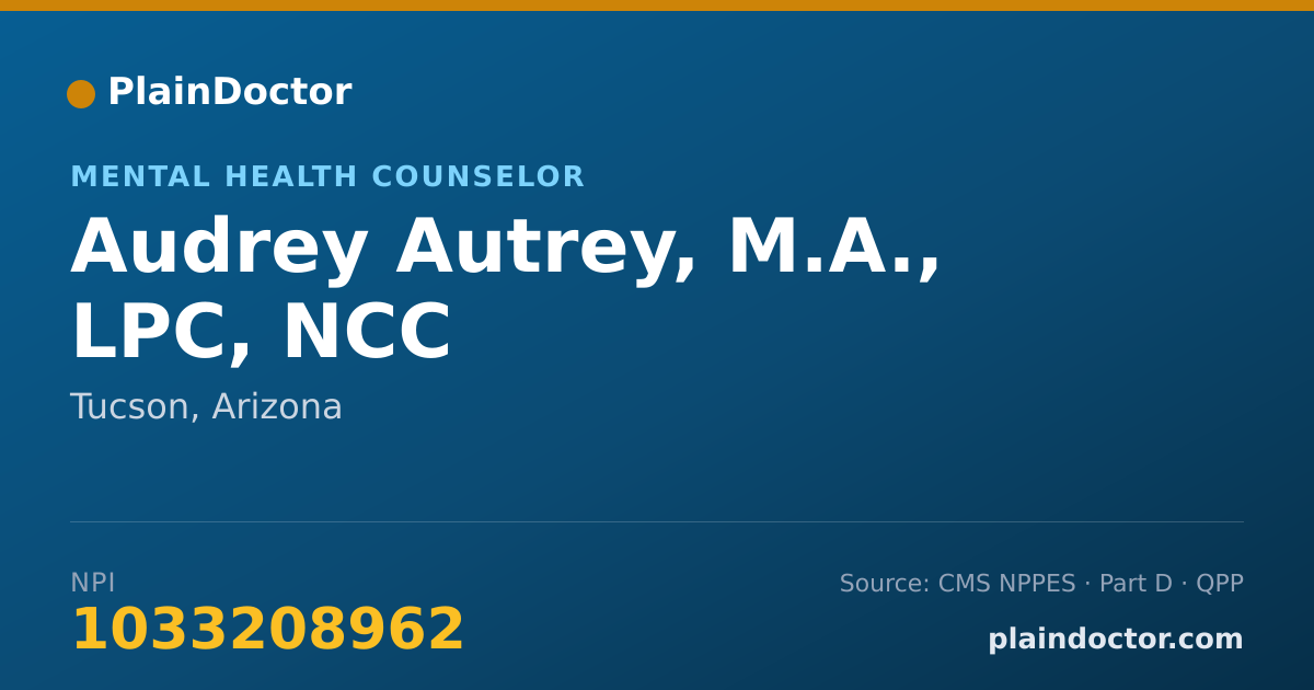 Shareable card for Audrey Autrey, M.A., LPC, NCC - Mental Health Counselor, Tucson, AZ