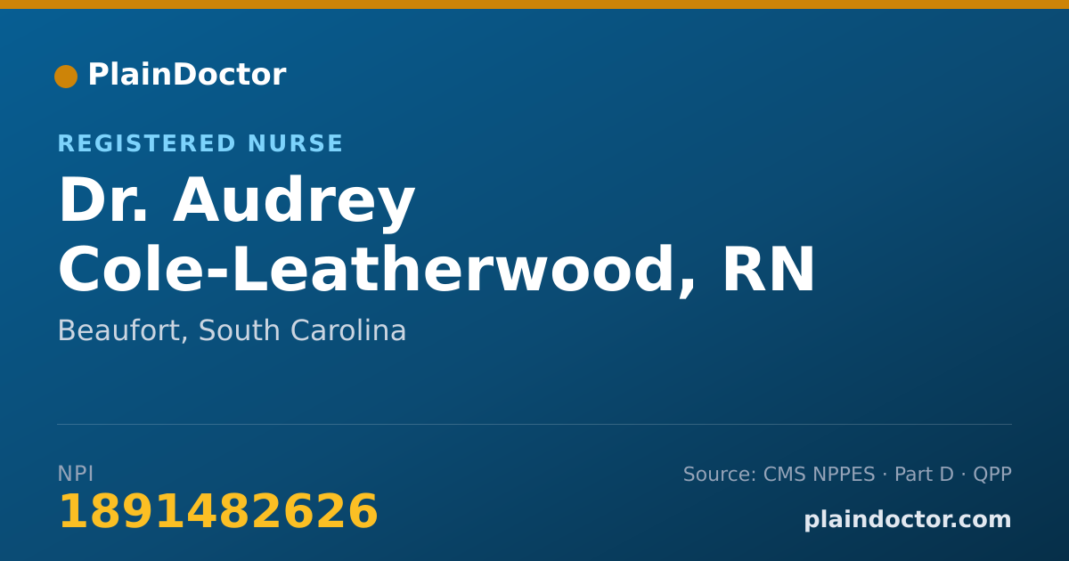 Shareable card for Audrey Cole-Leatherwood, RN - Registered Nurse, Beaufort, SC