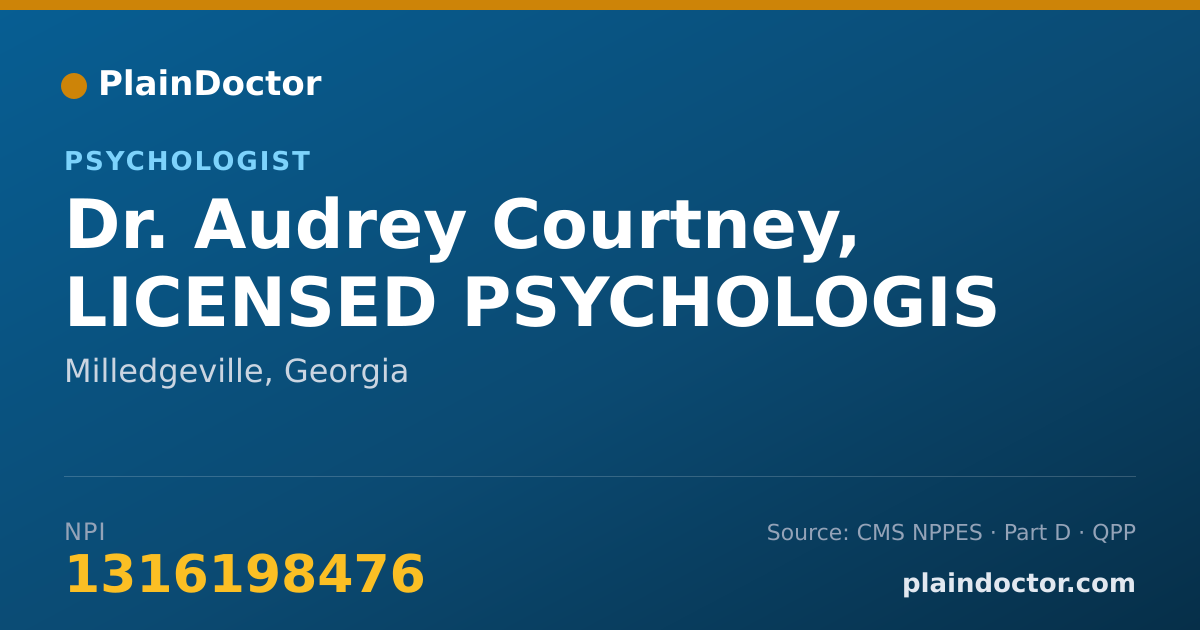 Shareable card for Audrey Courtney, LICENSED PSYCHOLOGIS - Psychologist, Milledgeville, GA