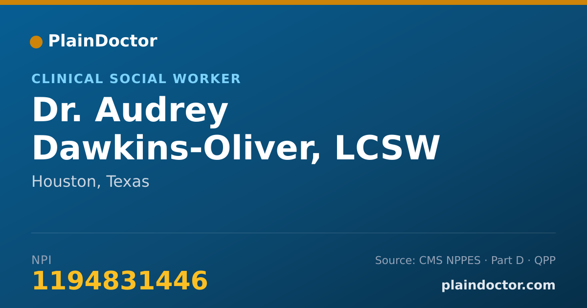 Shareable card for Audrey Dawkins-Oliver, LCSW - Clinical Social Worker, Houston, TX