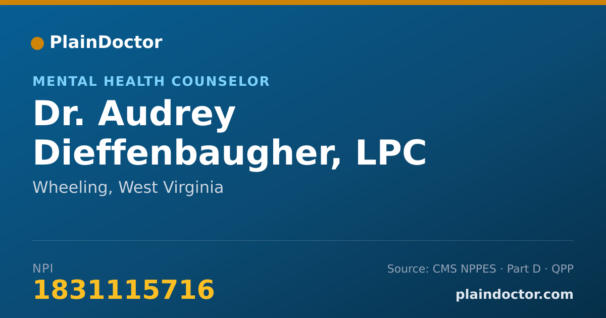 Shareable card for Audrey Dieffenbaugher, LPC - Mental Health Counselor, Wheeling, WV