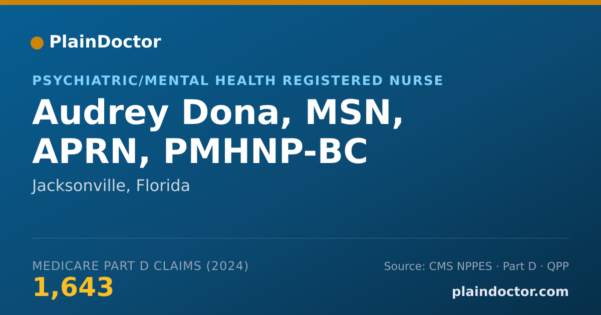 Shareable card for Audrey Dona, MSN, APRN, PMHNP-BC - Psychiatric/Mental Health Registered Nurse, Jacksonville, FL