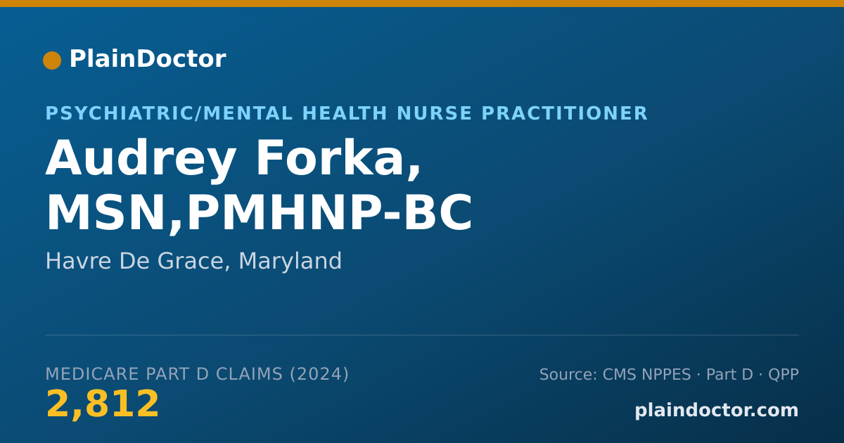 Shareable card for Audrey Forka, MSN,PMHNP-BC - Psychiatric/Mental Health Nurse Practitioner, Havre De Grace, MD