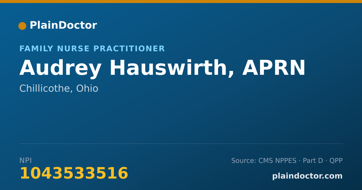 Shareable card for Audrey Hauswirth, APRN - Family Nurse Practitioner, Chillicothe, OH