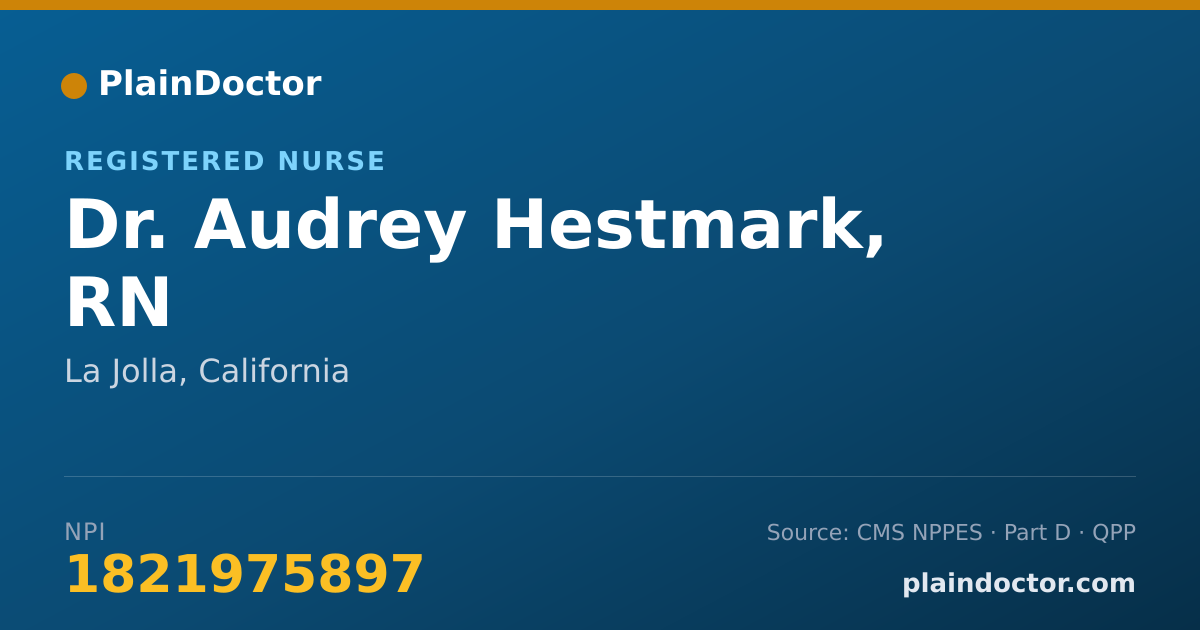 Shareable card for Audrey Hestmark, RN - Registered Nurse, La Jolla, CA