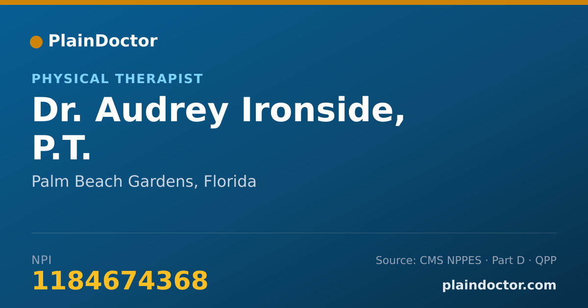 Shareable card for Audrey Ironside, P.T. - Physical Therapist, Palm Beach Gardens, FL