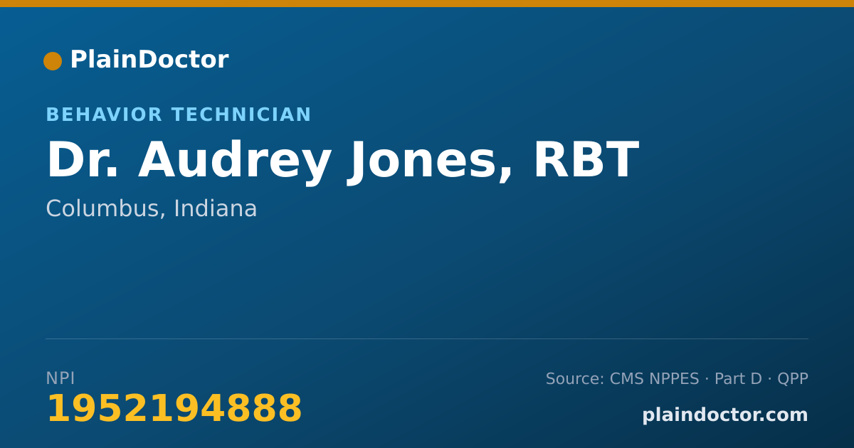 Shareable card for Audrey Jones, RBT - Behavior Technician, Columbus, IN