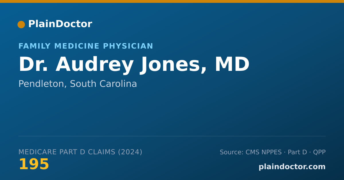 Shareable card for Audrey Jones, MD - Family Medicine Physician, Pendleton, SC