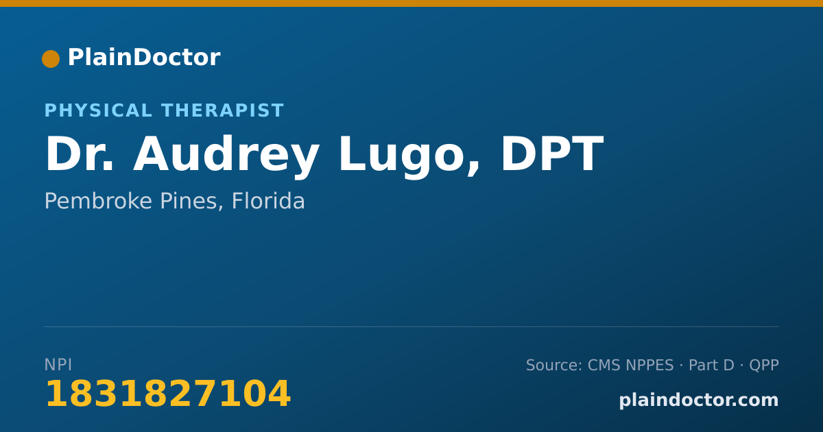 Shareable card for Audrey Lugo, DPT - Physical Therapist, Pembroke Pines, FL