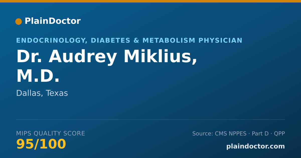 Shareable card for Audrey Miklius, M.D. - Endocrinology, Diabetes & Metabolism Physician, Dallas, TX