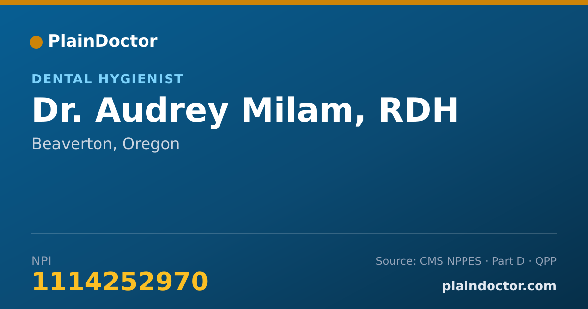 Shareable card for Audrey Milam, RDH - Dental Hygienist, Beaverton, OR
