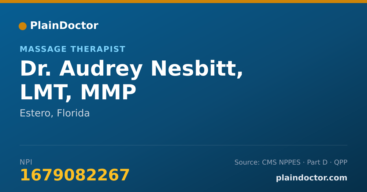 Shareable card for Audrey Nesbitt, LMT, MMP - Massage Therapist, Estero, FL