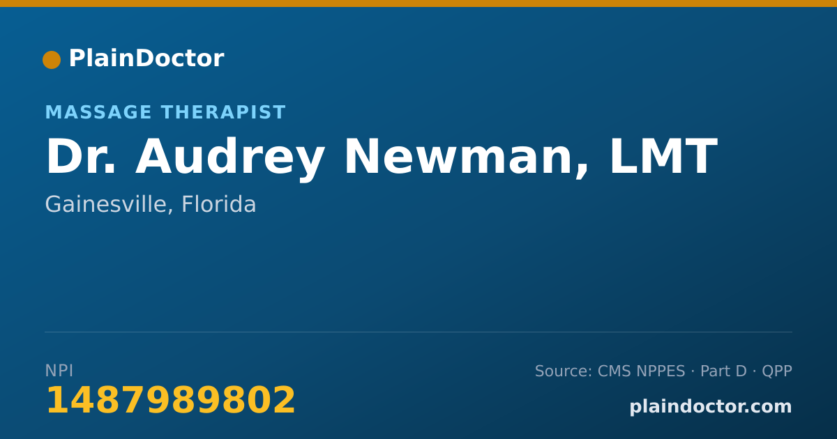 Shareable card for Audrey Newman, LMT - Massage Therapist, Gainesville, FL