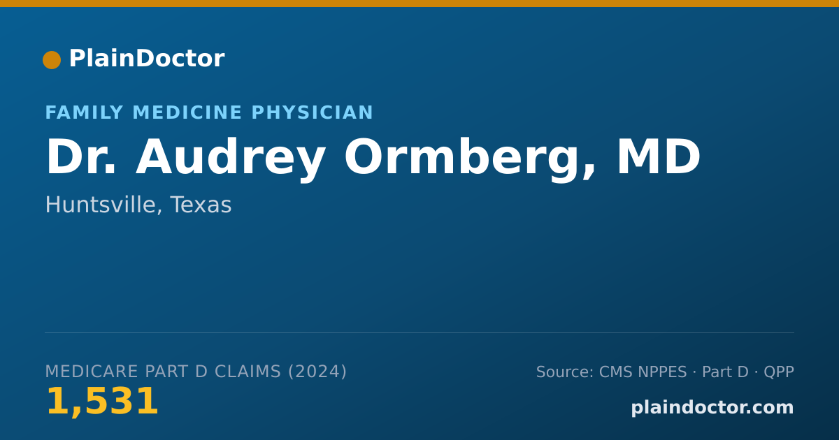 Shareable card for Audrey Ormberg, MD - Family Medicine Physician, Huntsville, TX