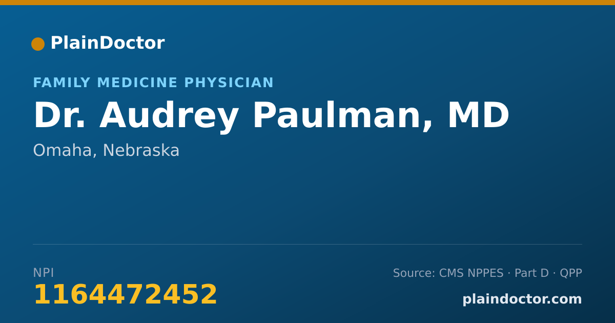 Shareable card for Audrey Paulman, MD - Family Medicine Physician, Omaha, NE