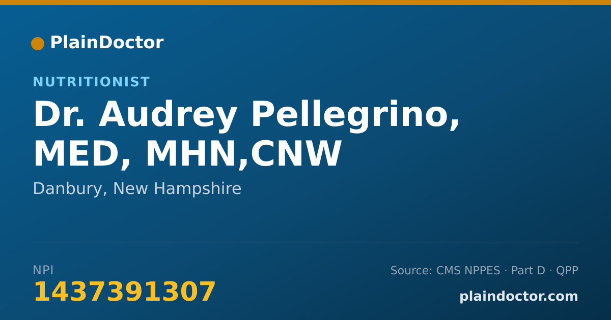Shareable card for Audrey Pellegrino, MED, MHN,CNW - Nutritionist, Danbury, NH