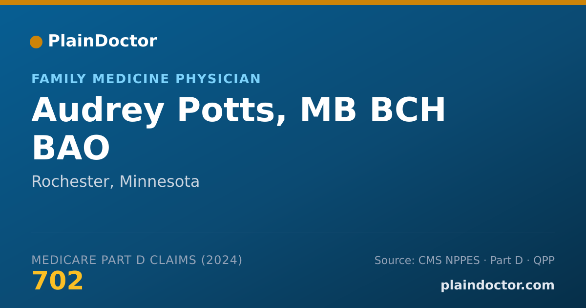Shareable card for Audrey Potts, MB BCH BAO - Family Medicine Physician, Rochester, MN