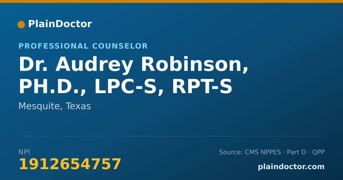 Shareable card for Audrey Robinson, PH.D., LPC-S, RPT-S - Professional Counselor, Mesquite, TX