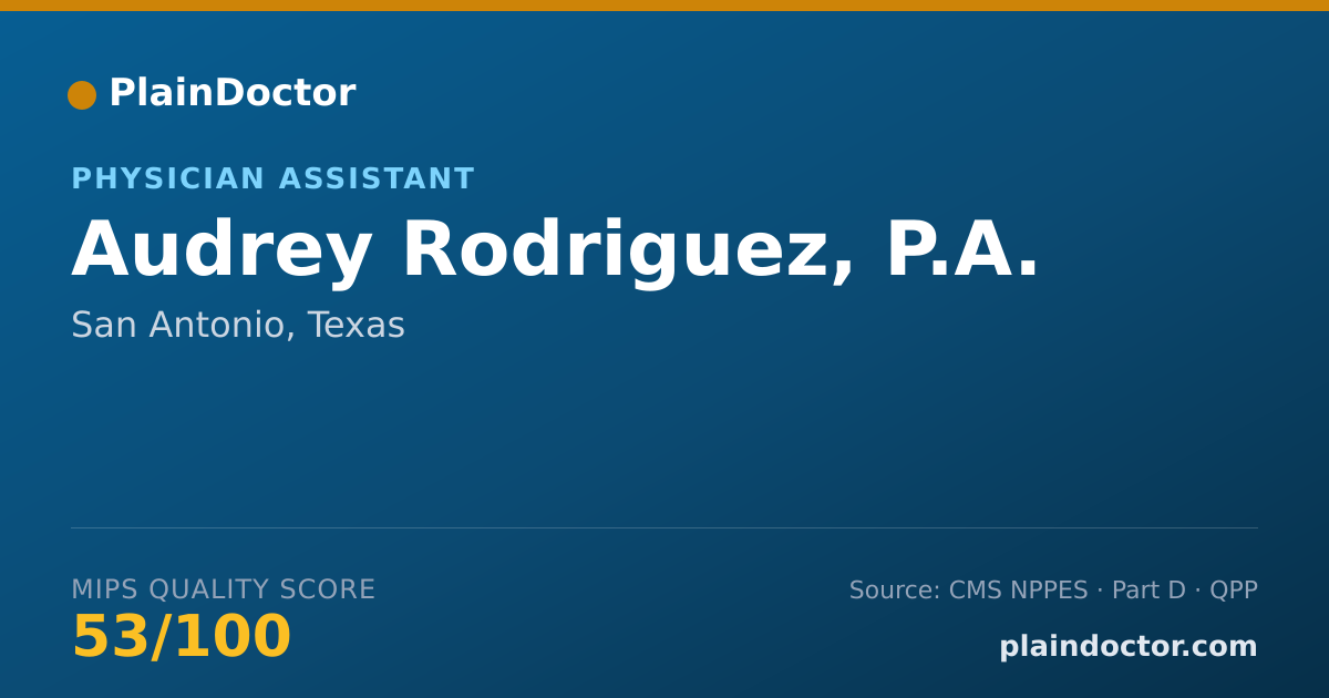 Shareable card for Audrey Rodriguez, P.A. - Physician Assistant, San Antonio, TX