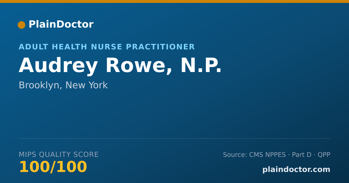 Shareable card for Audrey Rowe, N.P. - Adult Health Nurse Practitioner, Brooklyn, NY