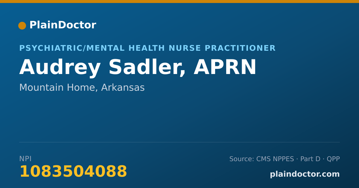 Shareable card for Audrey Sadler, APRN - Psychiatric/Mental Health Nurse Practitioner, Mountain Home, AR