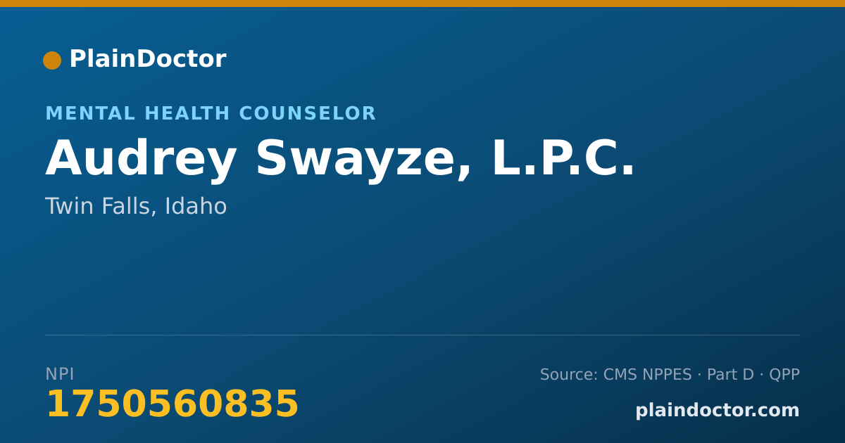 Shareable card for Audrey Swayze, L.P.C. - Mental Health Counselor, Twin Falls, ID