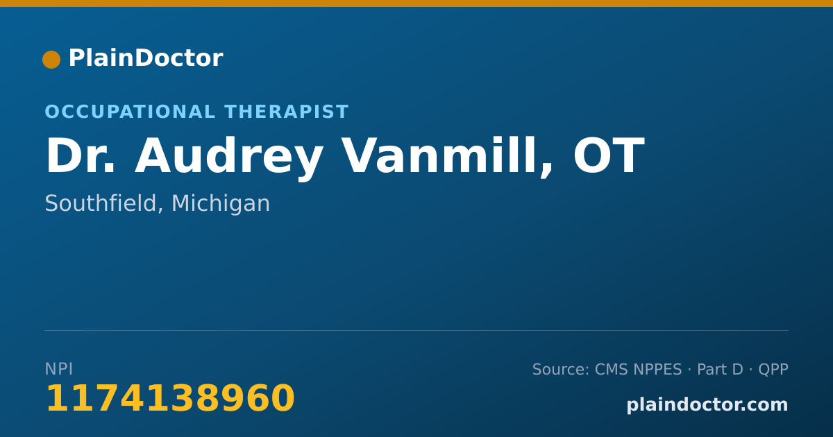 Shareable card for Audrey Vanmill, OT - Occupational Therapist, Southfield, MI