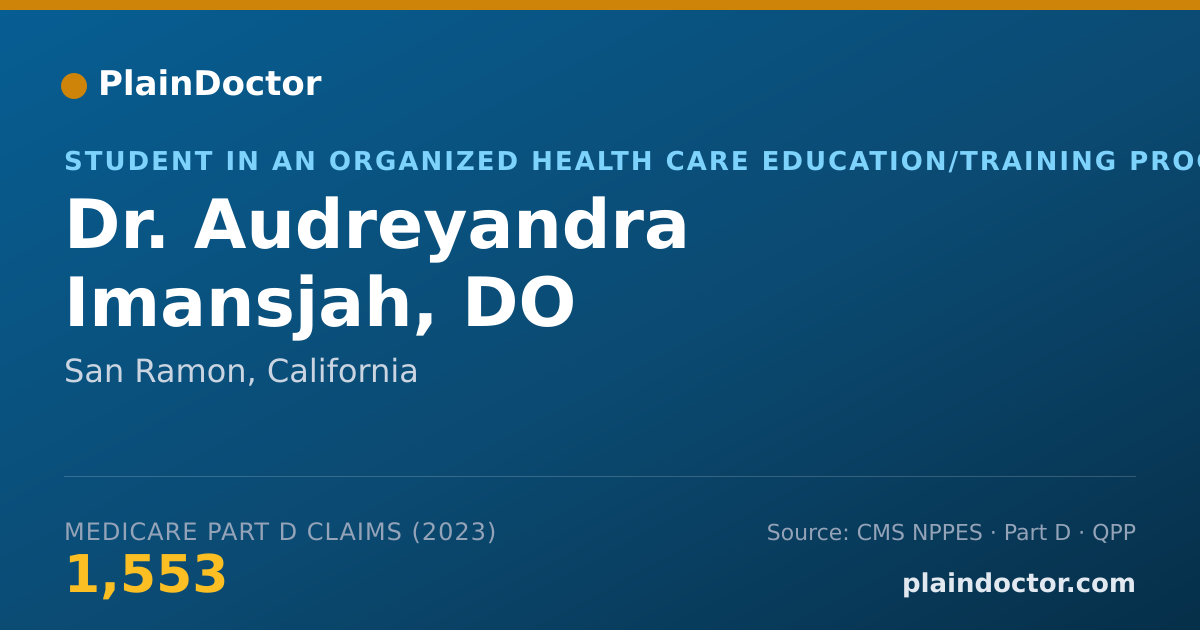 Shareable card for Audreyandra Imansjah, DO - Student in an Organized Health Care Education/Training Program, San Ramon, CA
